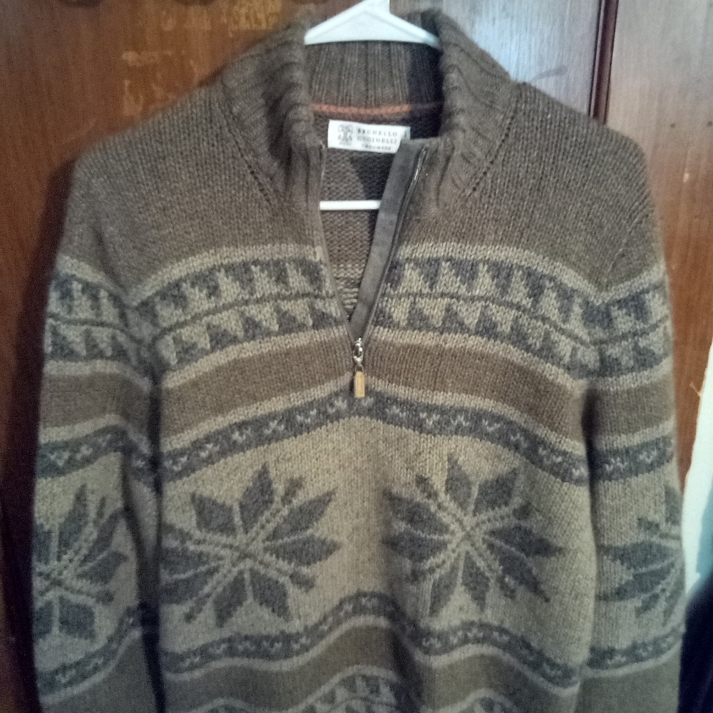 Men's sz.44 Bruno Cucinelli cashmere zip-up